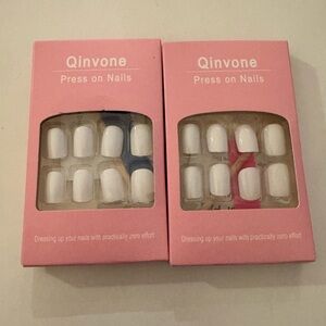 Qinvone White Press On Nails